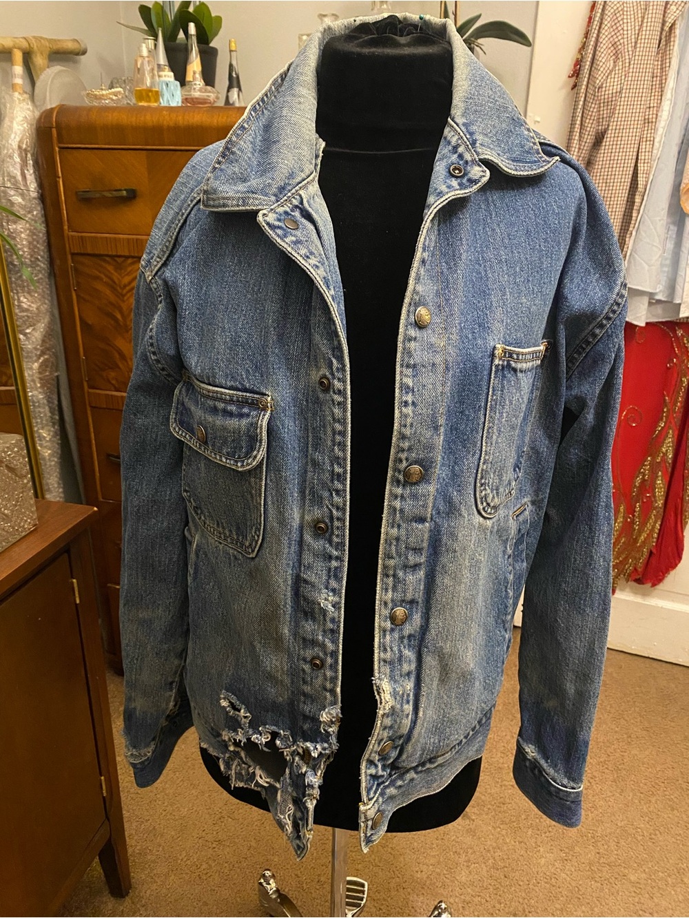 Vintage 1980s Woolrich Jean Jacket Naturally Distressed Snap Front